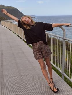 HUSH Leopard Print Denim Shorts, Multi, Multi