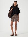 HUSH Leopard Print Denim Shorts, Multi