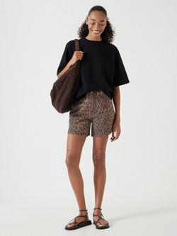 HUSH Leopard Print Denim Shorts, Multi - view 2, Multi