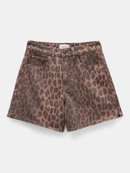 HUSH Leopard Print Denim Shorts, Multi, Multi