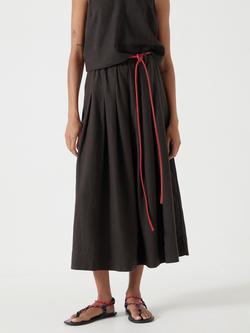 HUSH Ivy Linen Blend Pleated Skirt - view 2, Dark Brown