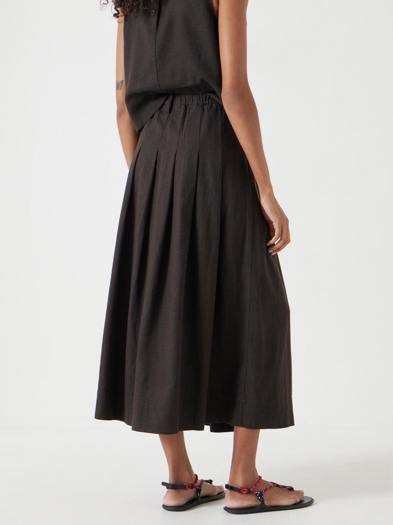 Product image 3 of 5, which shows HUSH Ivy Linen Blend Pleated Skirt, Dark Brown, 4