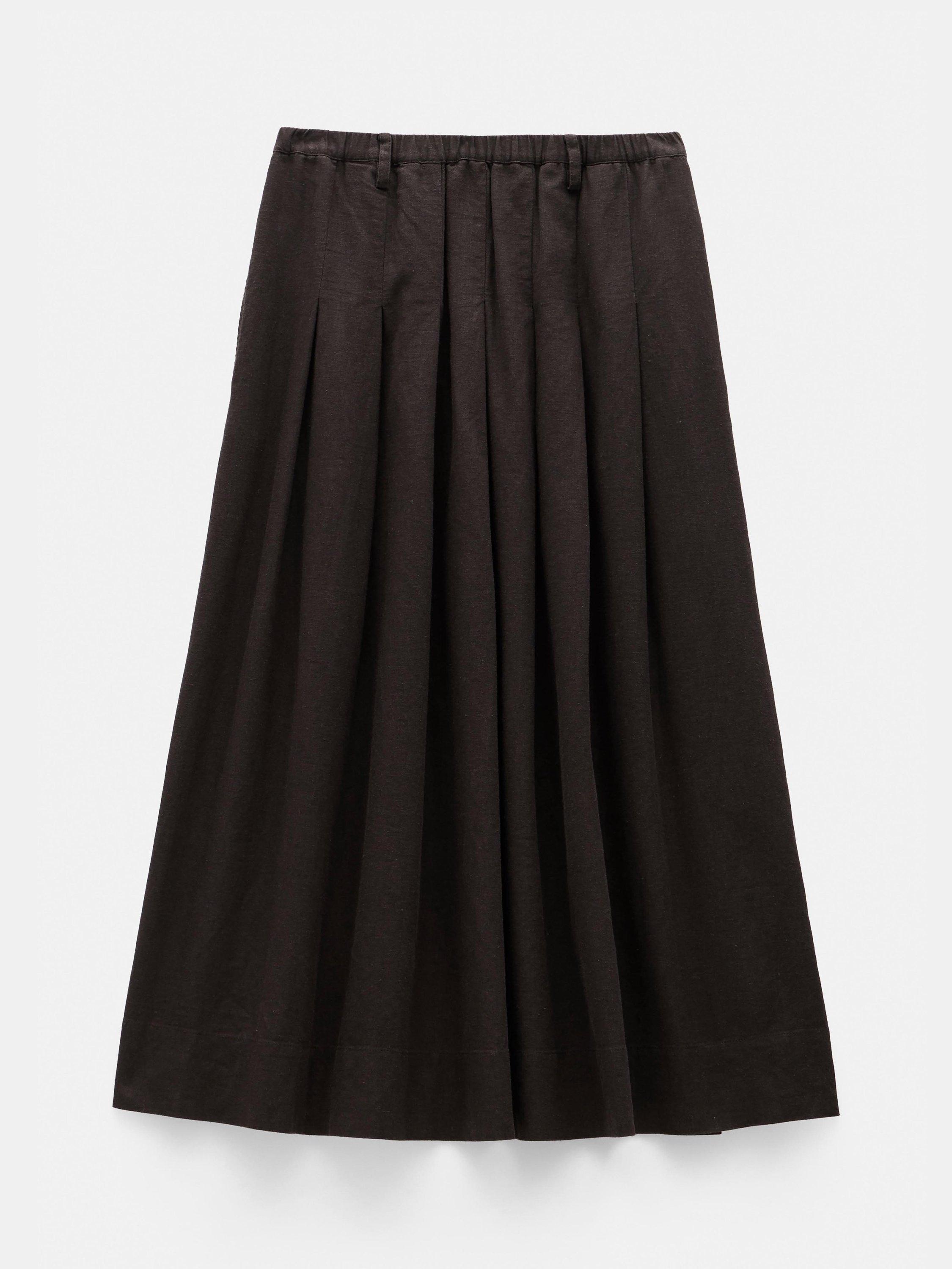 Product image 5 of 5, which shows HUSH Ivy Linen Blend Pleated Skirt, Dark Brown, 4