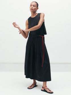 HUSH Ivy Linen Blend Pleated Skirt, Washed Black