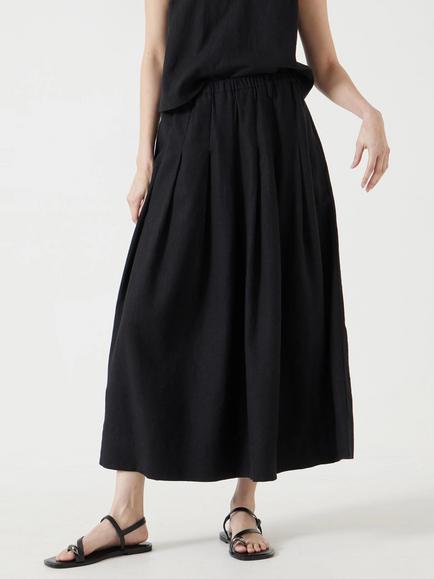 HUSH Ivy Linen Blend Pleated Skirt, Washed Black