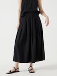 HUSH Ivy Linen Blend Pleated Skirt, Washed Black