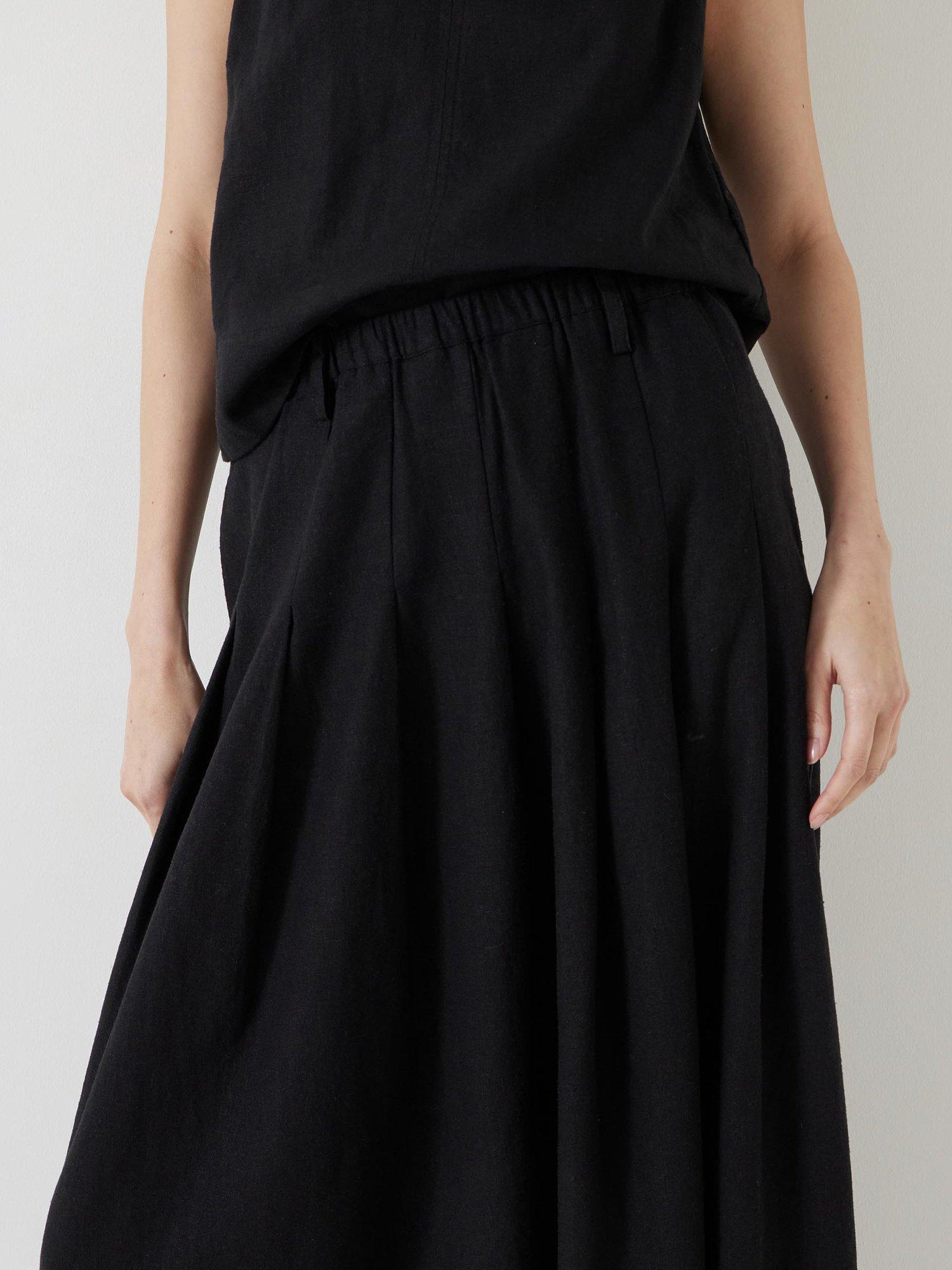 Product image 4 of 5, which shows HUSH Ivy Linen Blend Pleated Skirt, Washed Black, 4
