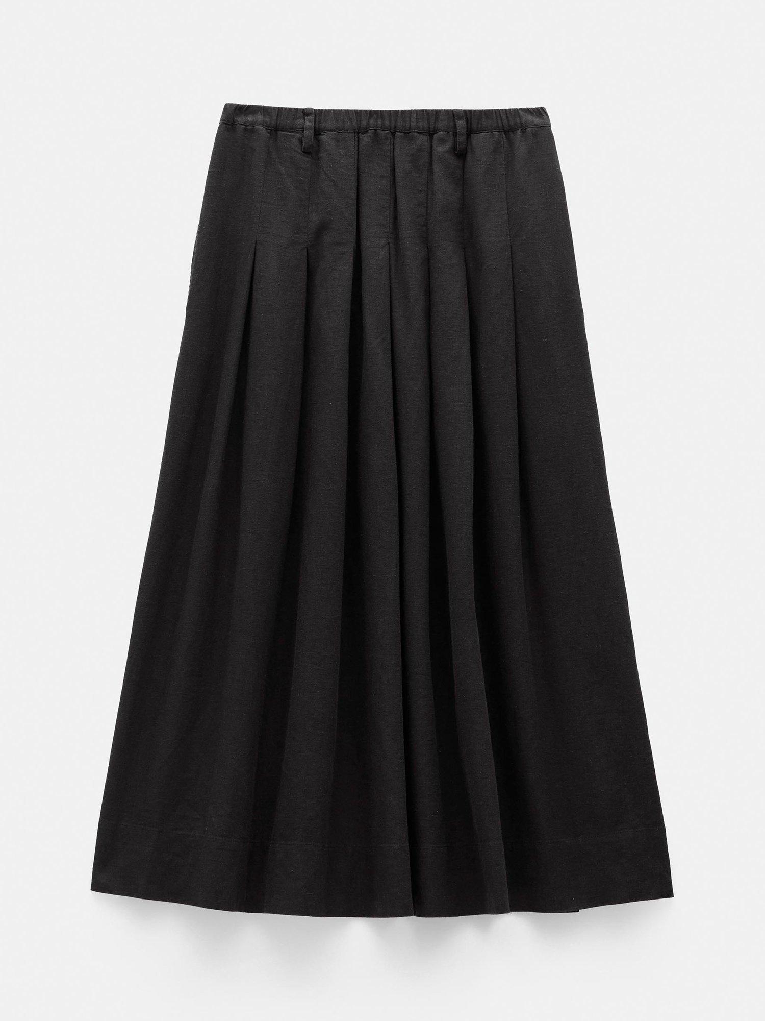 Product image 5 of 5, which shows HUSH Ivy Linen Blend Pleated Skirt, Washed Black, 4