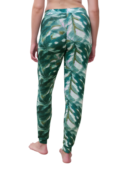 Femilet Yara Leaves Pyjama Bottoms, Green/Multi - view 2, Green/Multi