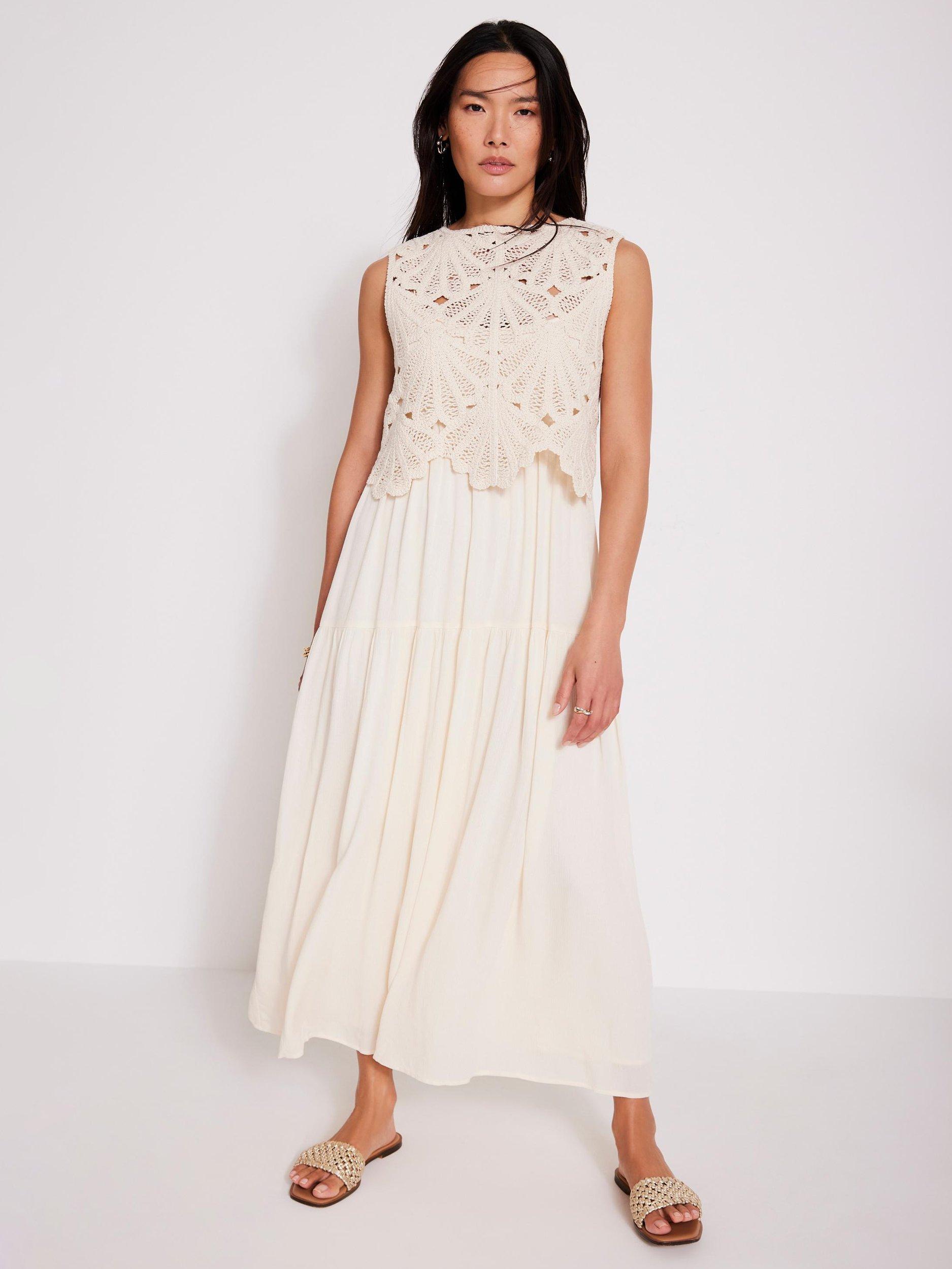 Mint Velvet Embroidered Crochet Cotton Midi Dress
