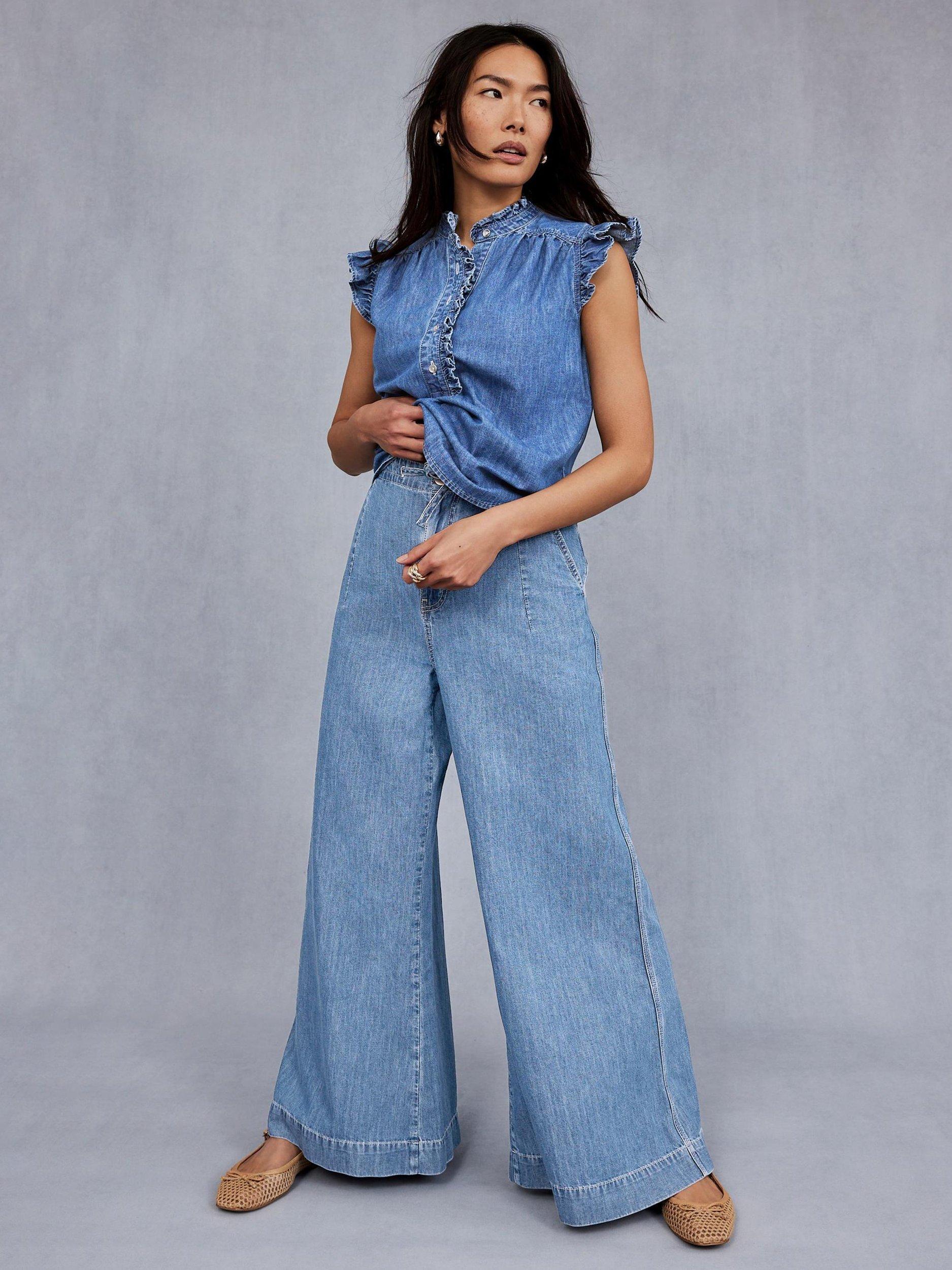 Mint Velvet Mid Indigo Waist Wide Leg Jeans