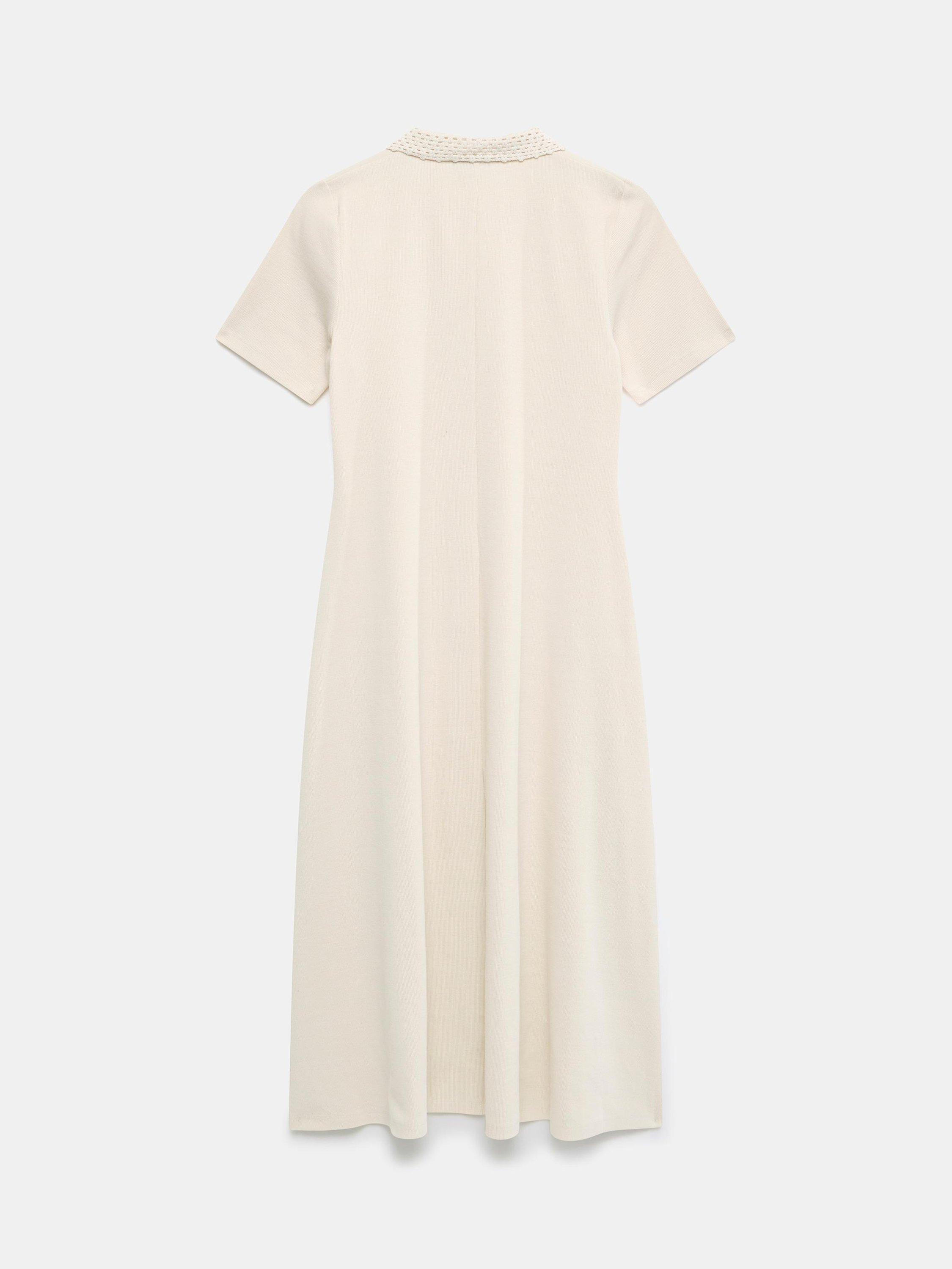 Product image 7 of 7, which shows Mint Velvet Crochet Collar Midi Dress, Natural, XS