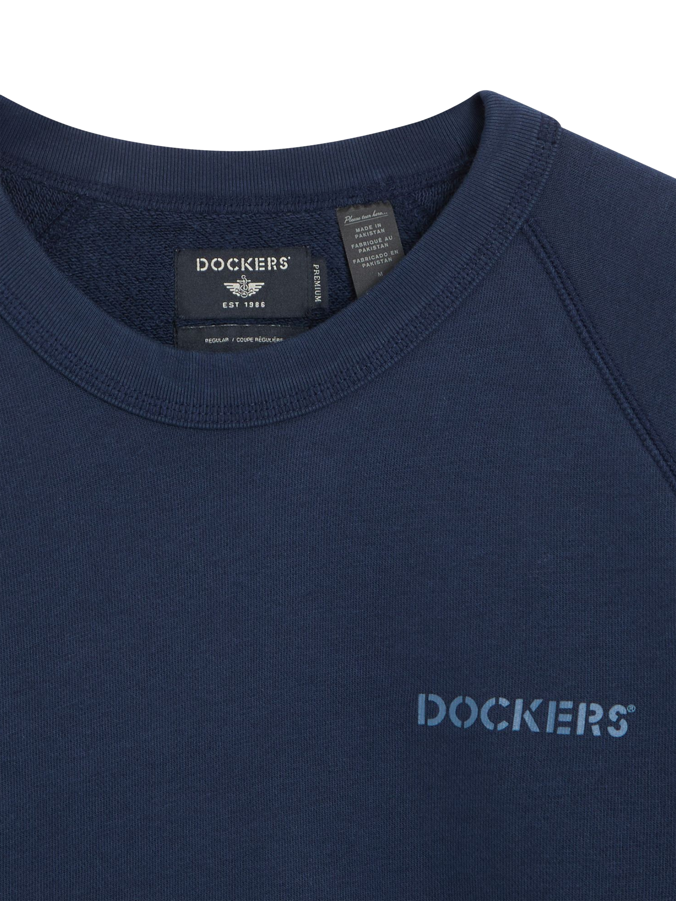 Product image 2 of 3, which shows Dockers Cotton Blend Crew Neck Sweatshirt, Blue, L