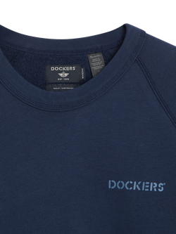 Dockers Cotton Blend Crew Neck Sweatshirt, Blue - view 2, Blue