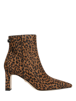 Sam Edelman Saige Leather Leopard Print Stiletto Heel Ankle Boots, Granada Tan