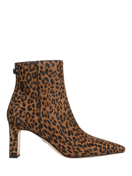 Sam Edelman Saige Leather Leopard Print Stiletto Heel Ankle Boots, Granada Tan