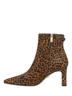 Sam Edelman Saige Leather Leopard Print Stiletto Heel Ankle Boots - view 2, Granada Tan