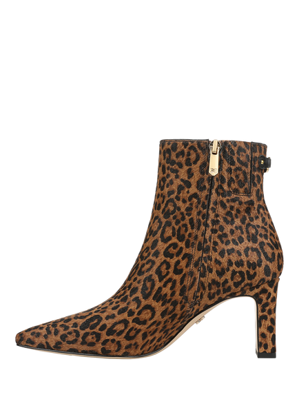 Sam Edelman Saige Leather Leopard Print Stiletto Heel Ankle Boots - view 2, Granada Tan