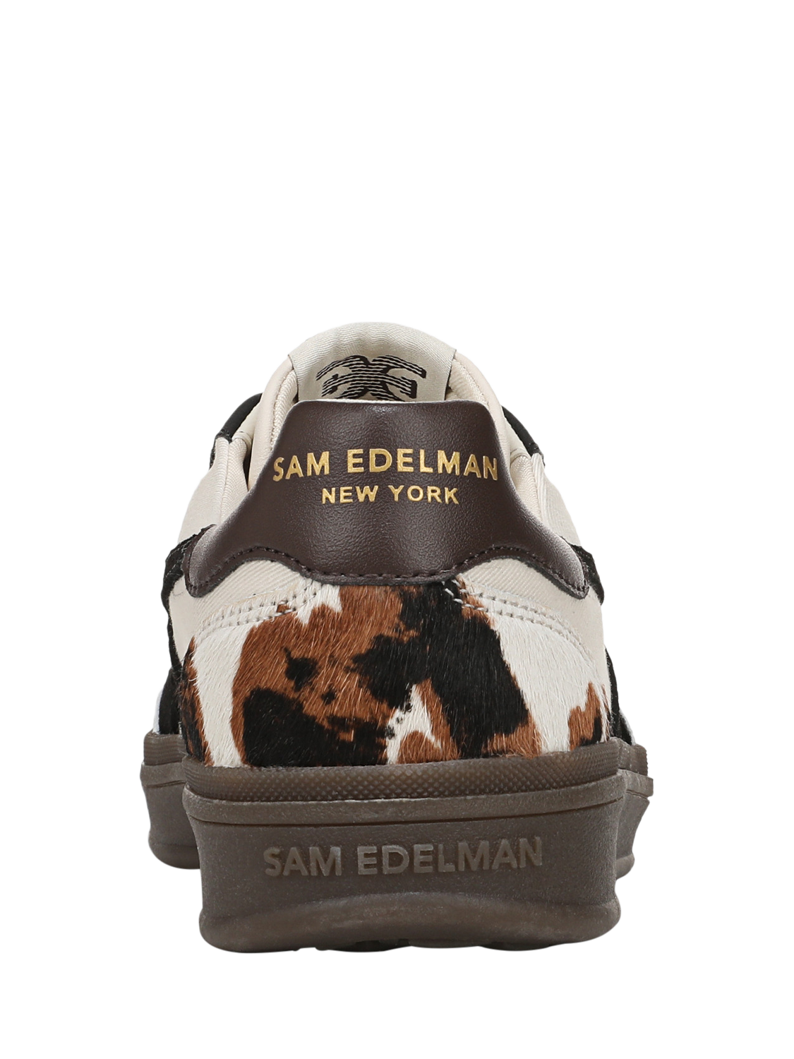 Product image 4 of 6, which shows Sam Edelman Athlea Leather Animal Print Trainers, White/Multi, 4