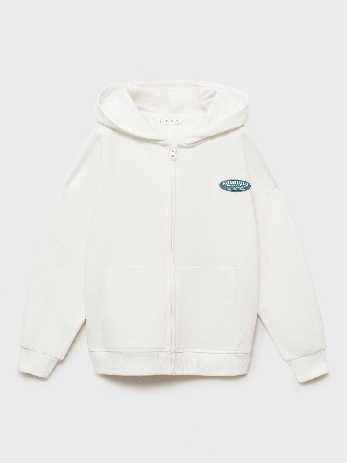 Product image 3 of 7, which shows Mango Kids' Honolulu Cotton Hoodie, Natural White, 11-12 yrs