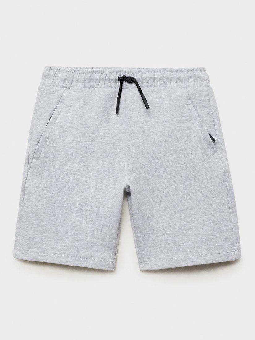 Product image 1 of 4, which shows Mango Kids' Drawstring Sweat Shorts, Medium Grey, 11-12 years