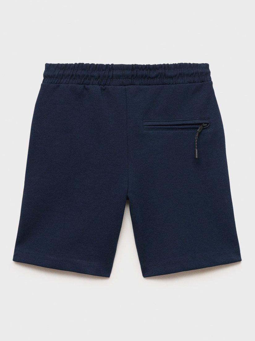 Product image 2 of 4, which shows Mango Kids' Cotton Zip Pocket Shorts, Navy, 5-6 years