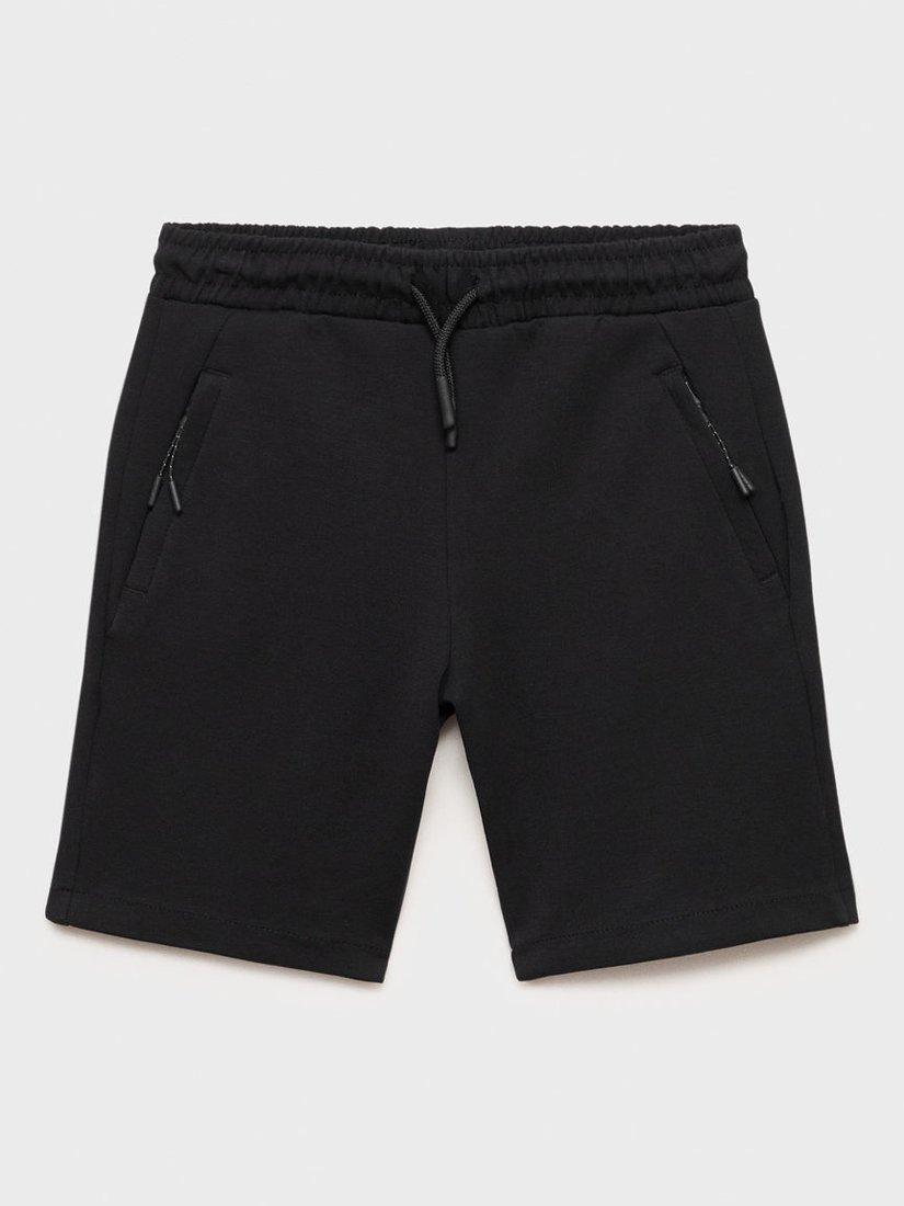 Product image 1 of 4, which shows Mango Kids' Cotton Zip Pocket Shorts, Black, 5-6 years