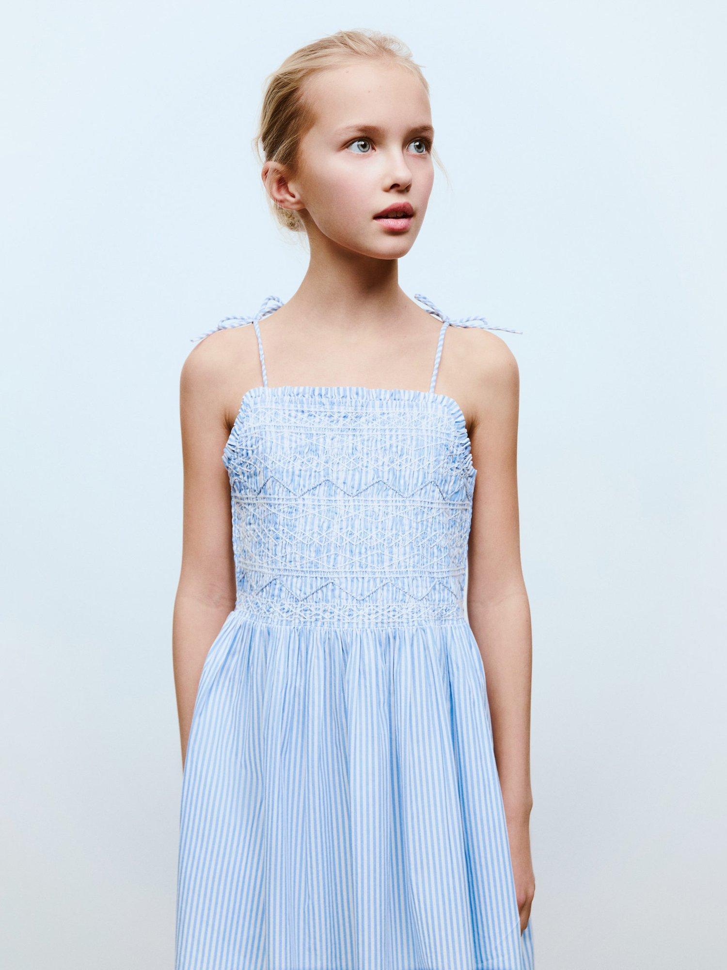 Product image 2 of 7, which shows Mango Kids' Martina Cotton Dress, Medium Blue, 13-14 yrs