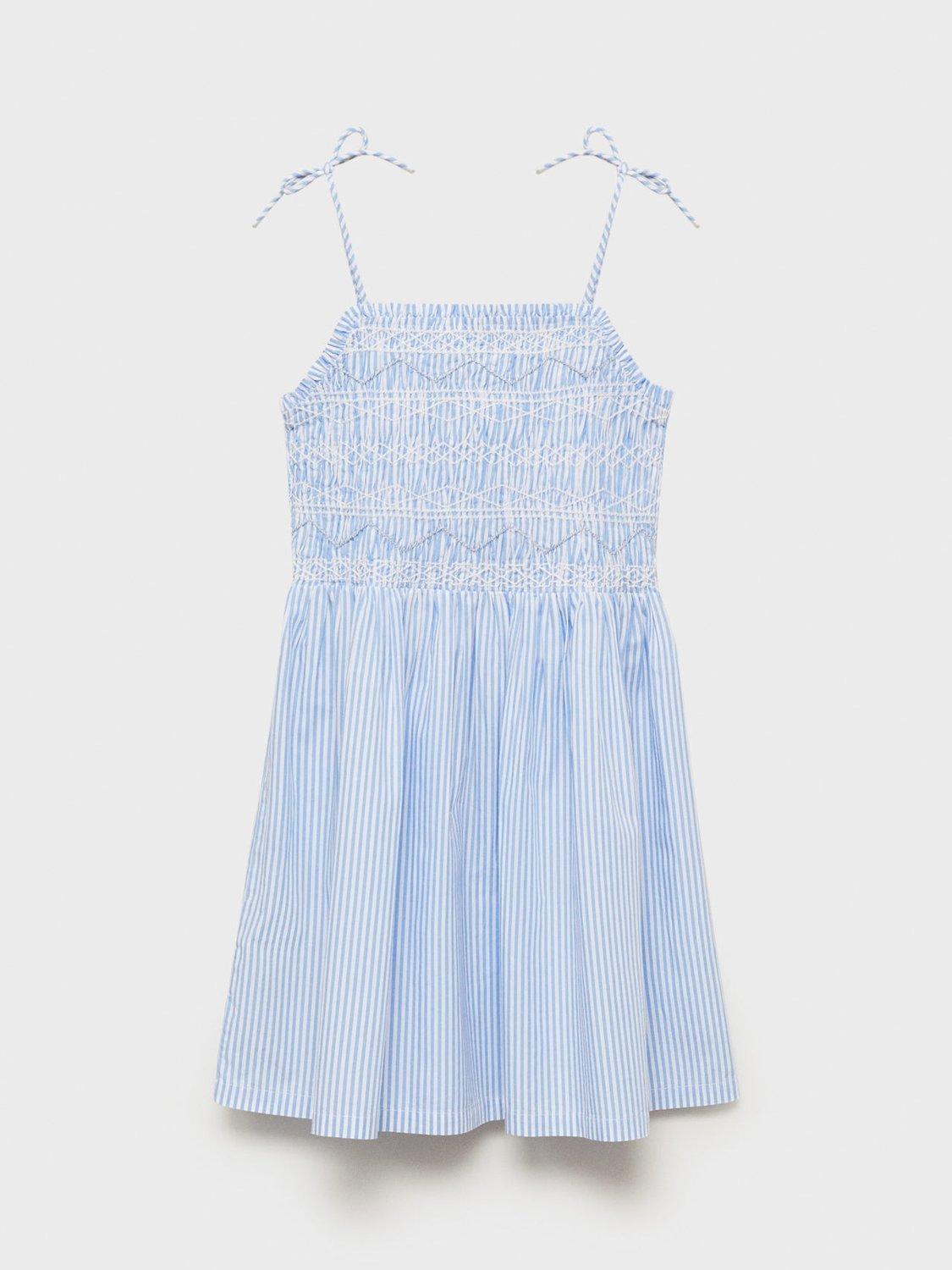 Product image 3 of 7, which shows Mango Kids' Martina Cotton Dress, Medium Blue, 13-14 yrs