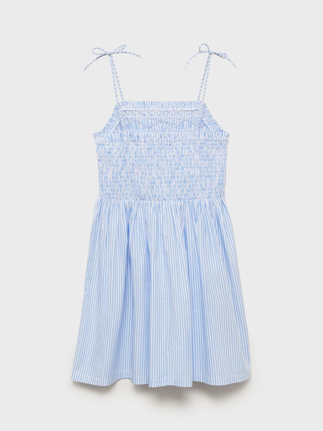 Product image 4 of 7, which shows Mango Kids' Martina Cotton Dress, Medium Blue, 13-14 yrs