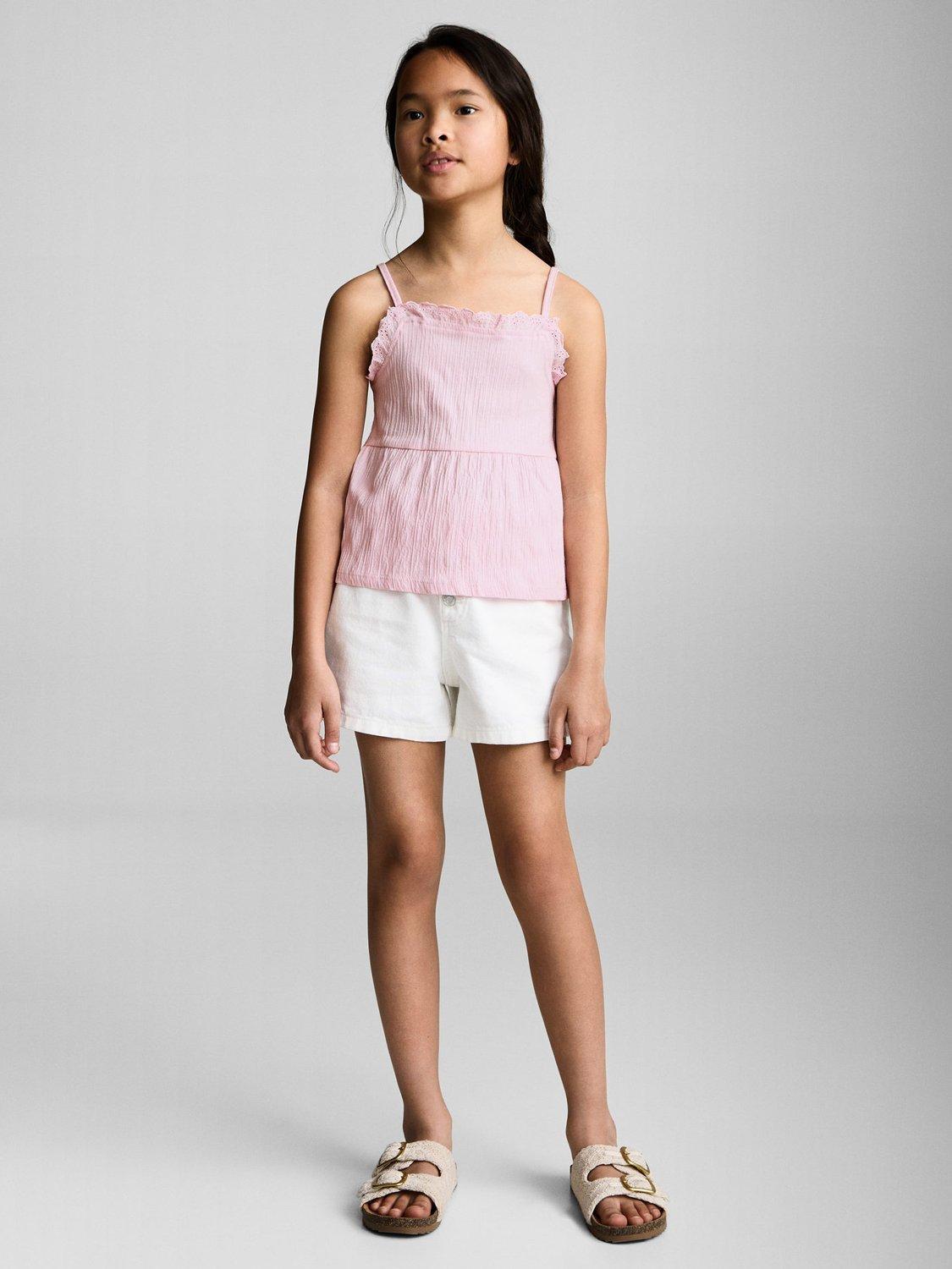 Product image 2 of 7, which shows Mango Kids' Bimba Cotton Blend Cami Top, Pink, 5-6 years