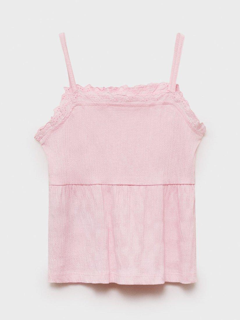 Product image 4 of 7, which shows Mango Kids' Bimba Cotton Blend Cami Top, Pink, 5-6 years