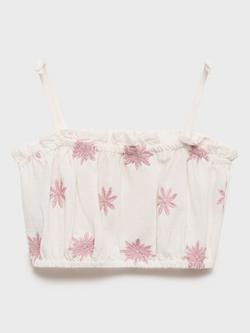 Mango Kids' Scarlett Cotton Top, Light Beige, Light Beige