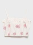 Mango Kids' Scarlett Cotton Top, Light Beige