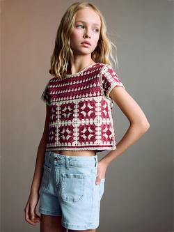 Mango Kids' Jenna Cotton Shorts, Open Blue