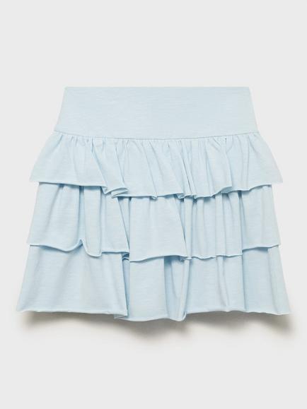Mango Kids' Festival Cotton Blend Ruffle Skirt, Light Pastel Blue