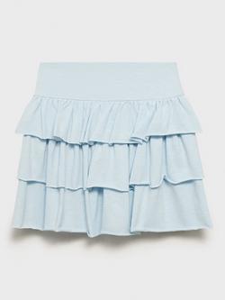 Mango Kids' Festival Cotton Blend Ruffle Skirt - view 2, Light Pastel Blue