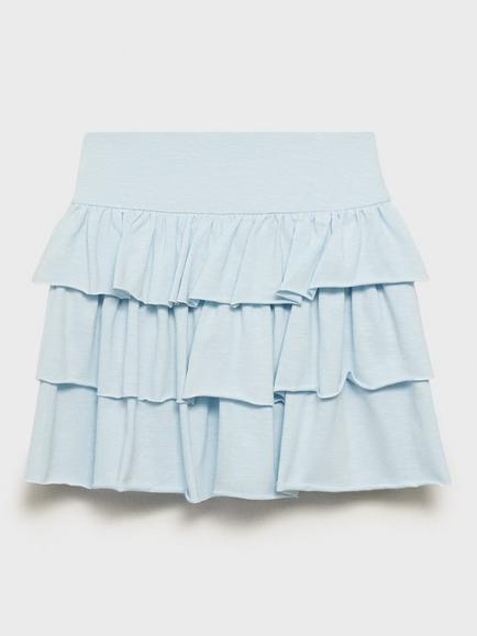 Mango Kids' Festival Cotton Blend Ruffle Skirt - view 2, Light Pastel Blue