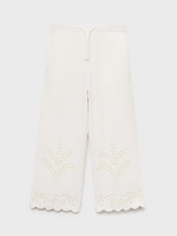 Mango Kids' Phoebe Cotton Trousers, Light Beige