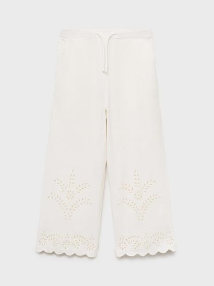 Mango Kids' Phoebe Cotton Trousers, Light Beige
