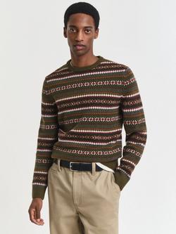 GANT Wool Blend Fair Isle Crew Neck Jumper, Country Green