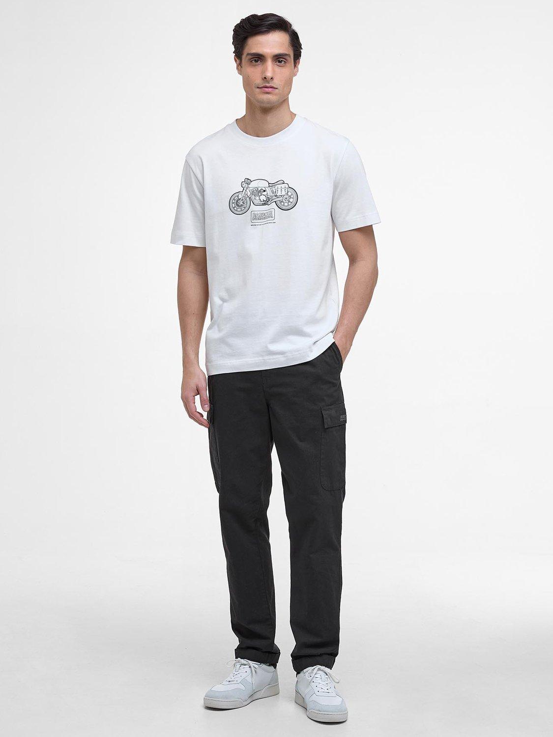 Product image 3 of 5, which shows Barbour International Morris Motorbike Cotton T-Shirt, Whisper White, S
