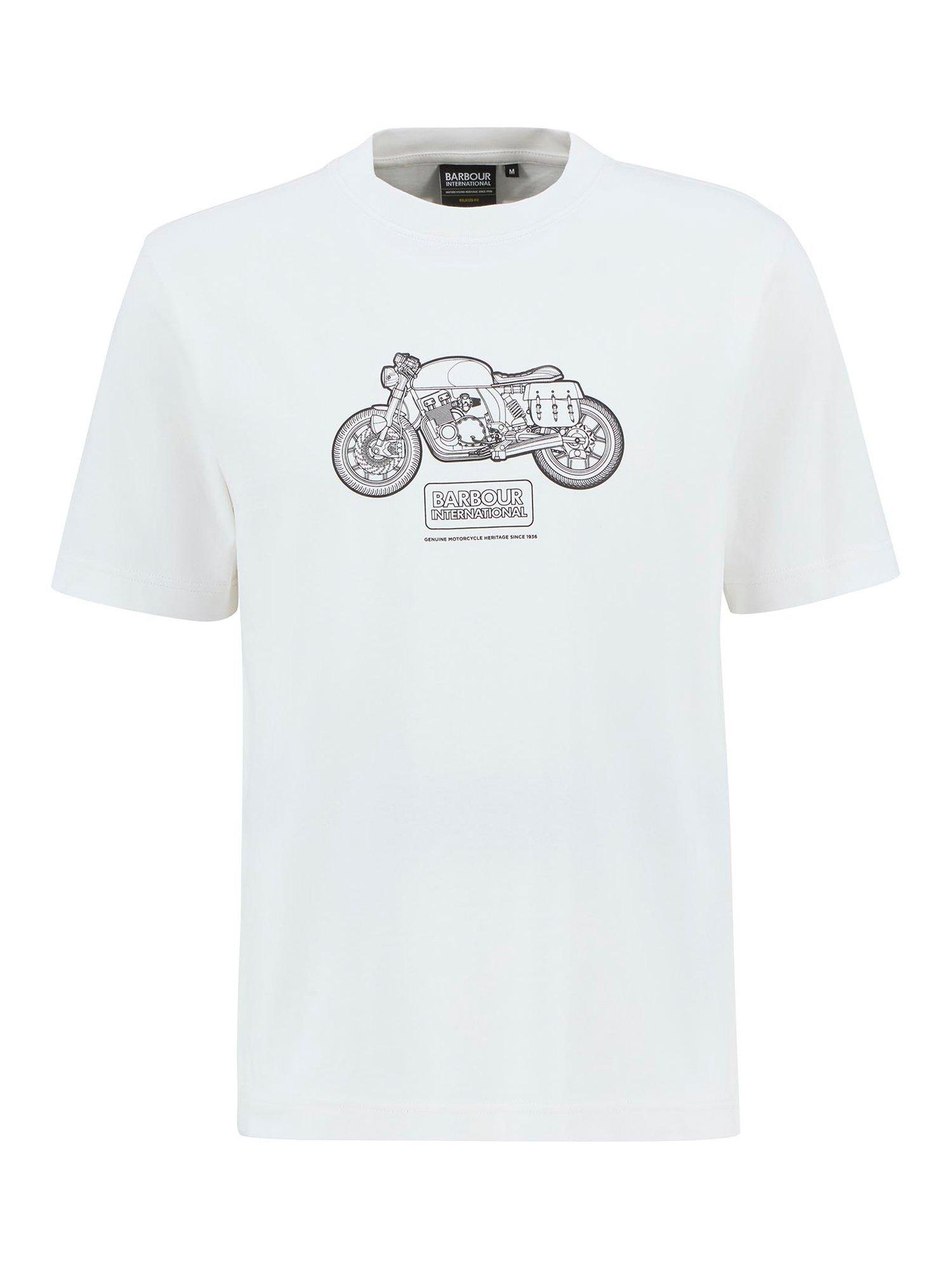 Product image 4 of 5, which shows Barbour International Morris Motorbike Cotton T-Shirt, Whisper White, S