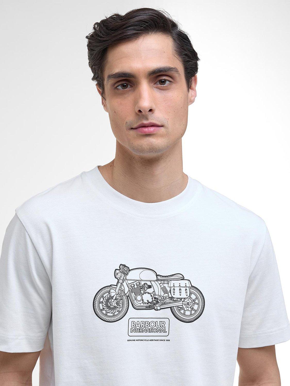 Product image 5 of 5, which shows Barbour International Morris Motorbike Cotton T-Shirt, Whisper White, S
