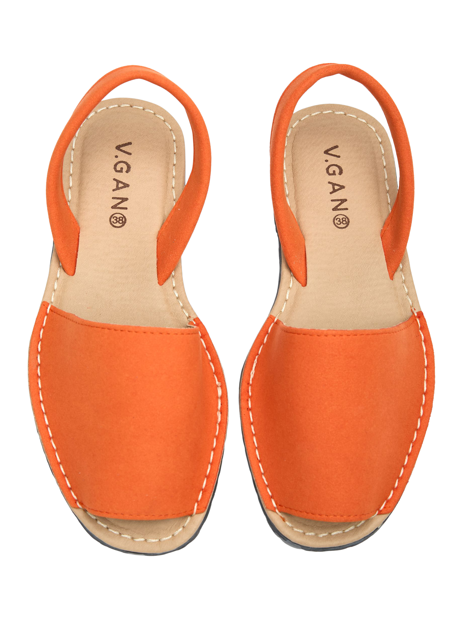 Product image 2 of 3, which shows V.GAN Vegan Rambu Menorcan Sandals, Orange, 4