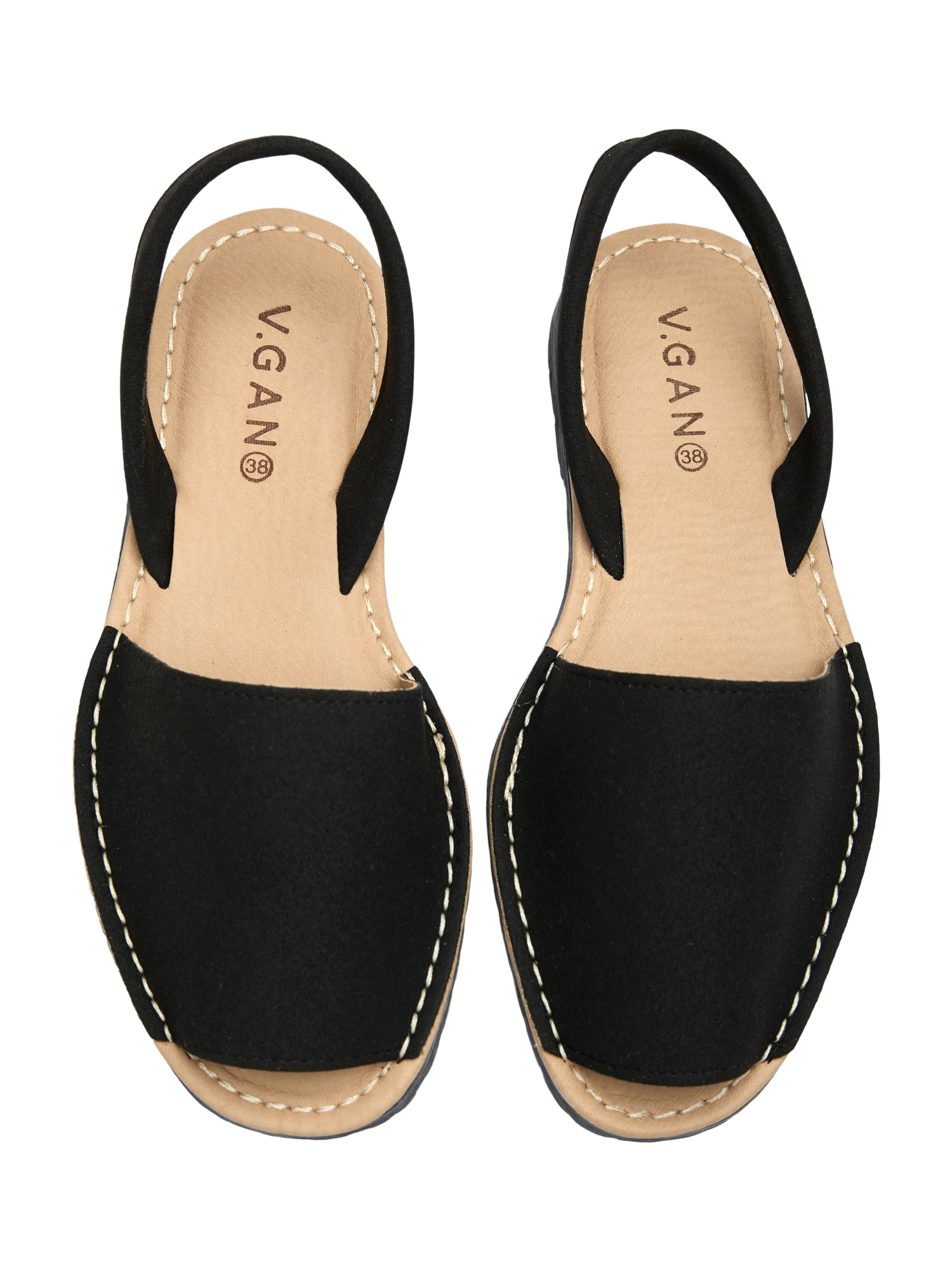 Product image 2 of 3, which shows V.GAN Vegan Rambu Menorcan Sandals, Black, 4