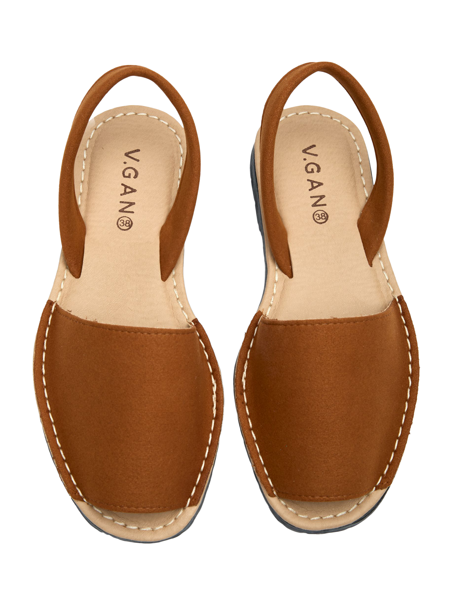 Product image 2 of 3, which shows V.GAN Vegan Rambu Menorcan Sandals, Tan, 4