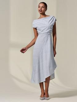 Jolie Moi Asymmetric Bodycon Midi Dress, White - view 2, White