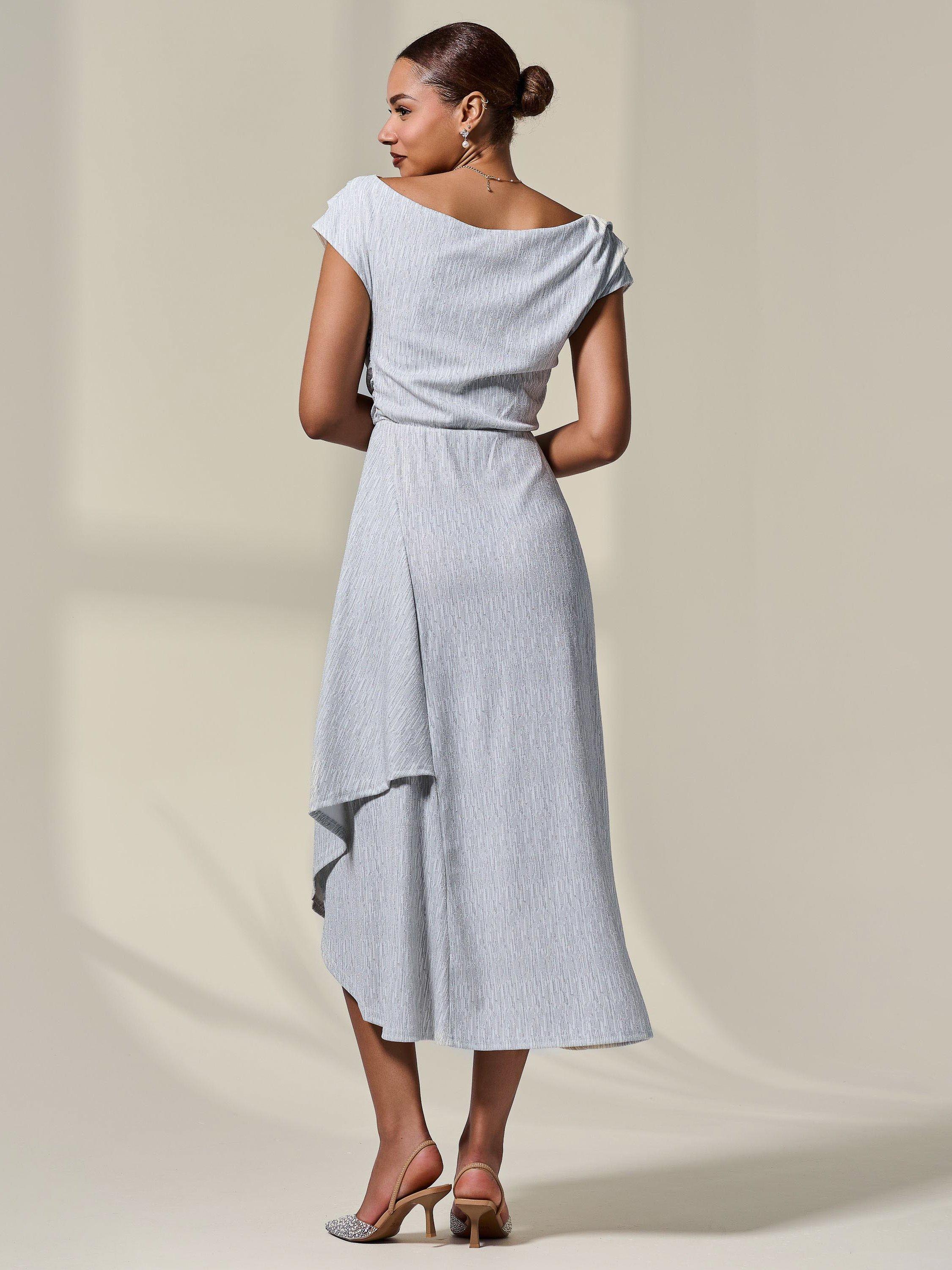 Product image 3 of 6, which shows Jolie Moi Asymmetric Bodycon Midi Dress, White, 8