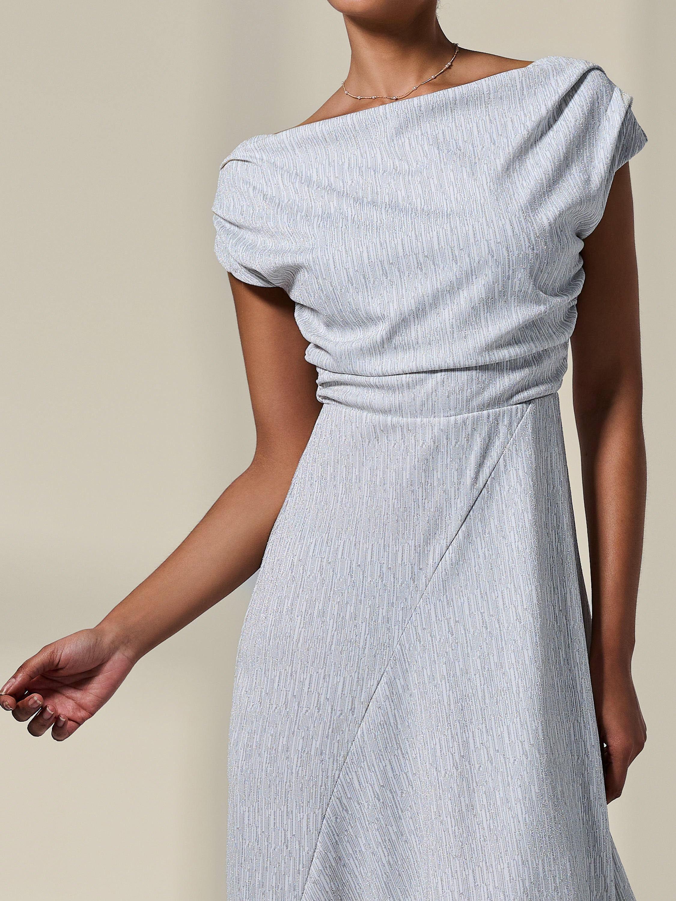 Product image 4 of 6, which shows Jolie Moi Asymmetric Bodycon Midi Dress, White, 8